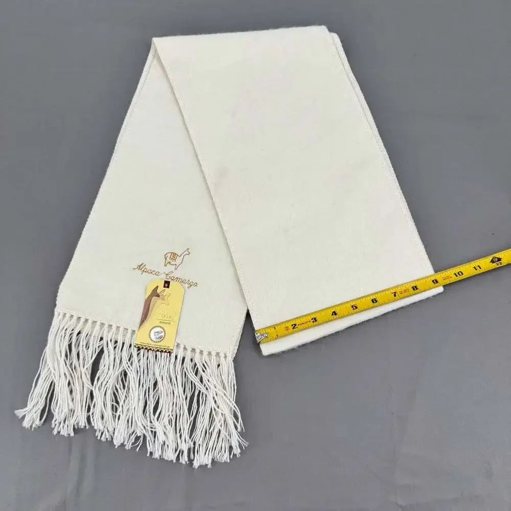 Alpaca Camargo Ivory Wool Fringe Winter Scarf
